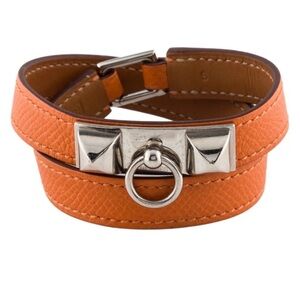 Hermes Rivale Double Wrap Leather Bracelet